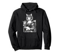 Monna Lisa Amante Gatto Leonardo da Vinci Vintage Cute Kitty Art Felpa con Cappuccio