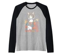Monna Lisa Amante Gatto Leonardo da Vinci Vintage Cute Kitty Art Maglia con Maniche Raglan