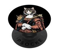 Monna Lisa Amante Gatto Leonardo Da Vinci Vintage Cute Kitty Art PopSockets PopGrip Adesivo