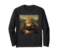 Monna Lisa Cat, Leonardo Davinci Parodia Rinascimentale Opera d'Arte Maglia a Manica