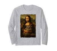 Monna Lisa Holding Fluffy Raccoon Feral Divertente Umorismo Meme Maglia a Manica