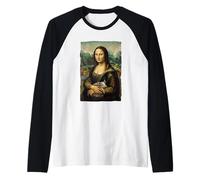 Monna Lisa Porcellino Ritratto d'Arte Pittura Maglia con Maniche Raglan