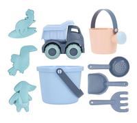 Monnëka Serenity Blue Set di giocattoli da spiaggia | Kit di gioco di sabbia per bambini, 6 pezzi, compreso secchio, pala, rastello, colino, annaffiatoio e camion | Sicurezza e divertimento perfetto