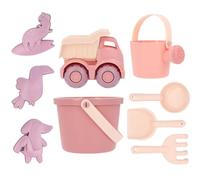 Monnëka Set di giocattoli da spiaggia Old Rose | Kit di gioco di sabbia per bambini, 6 pezzi, compreso secchio, pala, rastello, colino, annaffiatoio e camion | Sicurezza e divertimento perfetto per