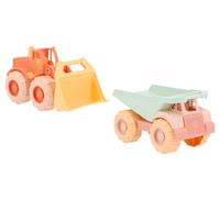 Monnëka Set Engins de Chantier Enfant | Camion Benne + Excavatrice de Plage | Jouets Résistants pour Sable et Eau | Développe Motricité et Jeu Symbolique dès 6 Mois | Orange