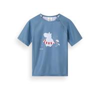 Monnëka T-Shirt da Bagno Rashguard per Bambini | Costume da Bagno a Maniche Corte con Protezione Solare per Bebè e Bambini, Morbido, Comodo e Facile da Indossare | Hippos 1 a 2 Anni