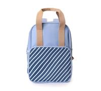 Monnëka Zaino Scout per bambini | Zaino impermeabile e spazioso per scuola, uscite o fine settimana | Spallacci imbottiti, tasche multiple e mini astuccio inclusi, Strisce blu
