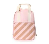 Monnëka Zaino Scout per bambini | Zaino impermeabile e spazioso per scuola, uscite o fine settimana | Spallacci imbottiti, tasche multiple e mini astuccio inclusi, Strisce rosa