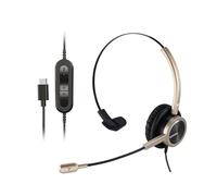 Mono Cuffie USB C per PC, Laptop, Tablet, Auricolari Tipo C con Microfono, Controllo Chiamate, Headset Type C per Ufficio, Skype, Call Center, Zoom, Teams, Zoom Videoconferenza Telefono Calls
