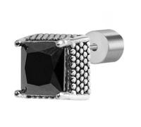 Mono Orecchino a lobo con zircone nero quadrato 0,7 mm