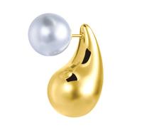 Mono Orecchino a lobo goccia 2,6 cm con chiusura perla
