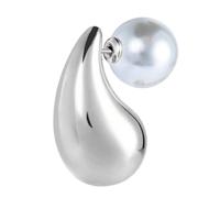 Mono Orecchino a lobo goccia 2,6 cm con chiusura perla