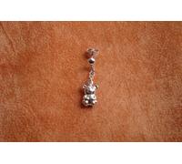 Mono Orecchino Donna Ragazza Oro Bianco 18kt 750 Coccinella o Orsetto Pendente