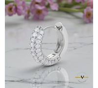 MONO ORECCHINO PAVE' UOMO DONNA ARGENTO 925 RODIATO ZIRCONI DIMENSIONI 1,5 CM