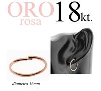 mono orecchino uomo ORO ROSA 18kt. cerchio invisibile anello lobo mm.16