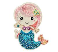 Mono Quick 10432 - Toppa termoadesiva con paillettes a forma di sirena, con paillettes