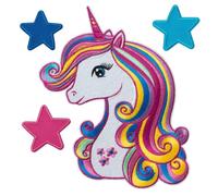 Mono-Quick 80004 - Set di adesivi a forma di unicorno, grande applicazione da stiro, toppa, adesivo, sacchetto della scuola