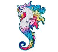 Mono Quick Toppa termoadesiva a forma di unicorno con cavalluccio marino, da applicare con ferro da stiro