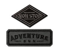 Mono Quick Avventura e Non Stop 2 pezzi - Toppe Termoadesive Patch Toppa Ricamate, Misura: 2,8 x 5,7 cm