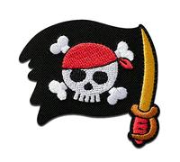 Mono Quick Bandiera pirata con sciabola - Toppe Termoadesive Patch Toppa Ricamate, Misura: 5,1 x 5,5 cm