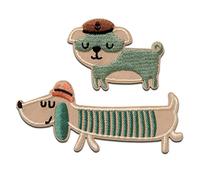 Mono Quick Cani marittimi 2 pezzi animale - Toppe Termoadesive Patch Toppa Ricamate, Misura: 4 x 9,4 cm