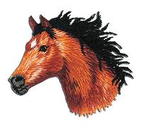 Mono-Quick Cavallo Testa Toppe Adesive Animali 5,6 x 5,5 cm per Bambini con Stoffa Tessuto Cotone Originale, Cane Gatto Vestiti Pantaloni Jeans Cucire Riparazione