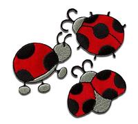 3 Coccinella animali - Toppe termoadesive Patch Toppa ricamate, misura: 3,8 x 2,8 cm
