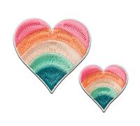 Mono-Quick Cuori Arcobaleno Patch Termoadesivo 5,2 x 5,2 cm per Adulti Bambini con Romantico Amore Vintage Originale, Toppe Adesive Cucire Vestiti Lavoretti Regalo