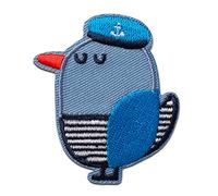 Mono Quick Gabbiano marinaio animale blu - Toppe Termoadesive Patch Toppa Ricamate, Misura: 5,5 x 4,6 cm