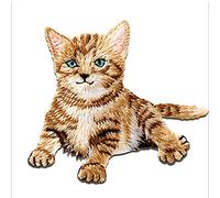Mono-Quick Gatto Toppe Adesive Animali 5,2 x 6,1 cm per Bambini con Stoffa Tessuto Cotone Originale, Cucibile Bambino Vestiti Pantaloni Jeans Cucire Riparazione