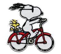 Mono Quick Noccioline Snoopy bicicletta - Toppe Termoadesive Patch Toppa Ricamate, Misura: 7,8 x 7,4 cm