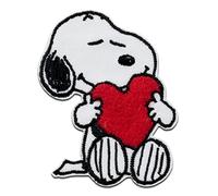 Mono Quick Noccioline Snoopy cuore - Toppe Termoadesive Patch Toppa Ricamate, Misura: 7,5 x 5,5 cm