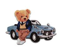 Mono-Quick Orso con auto animale - Toppe Termoadesive Patch Toppa Ricamate, Misura: 6 x 8,5 cm