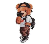 Mono-Quick Orso Telefono Toppe Adesive Animali 8,6 x 4,3 cm per Bambini con Stoffa Tessuto Cotone Originale, Cane Gatto Vestiti Pantaloni Jeans Cucire Riparazione
