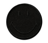 Mono Quick Smiley Nero - Toppe termoadesive ricamate Applique per abbigliamento, dimensioni: 5 x 5 cm