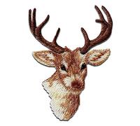 Mono-Quick Testa di cervo animale - Toppe Termoadesive Patch Toppa Ricamate, Misura: 7 x 5,2 cm