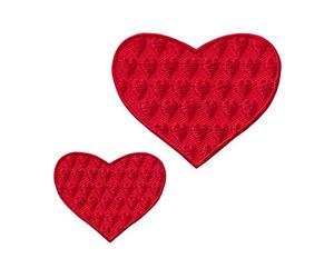 Mono-Quick Toppa termoadesiva con cuori, 2 pezzi, 4,0 + 6,0 cm, colore: rosso