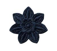 Mono-Quick - Toppa termoadesiva da applicare con il ferro da stiro, motivo floreale, colore: blu scuro, 3,5 cm, 04129