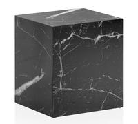 MONOBLOC - Tavolino da salotto, 40 x 40 x 45 cm, colore nero lucido con effetto marmo, a forma di cubo
