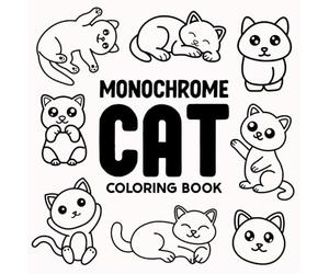 Monochrome Cats: Bold & Easy One Color Grayscale Coloring Book for Stress Relief and Relaxation for Adults and All Ages