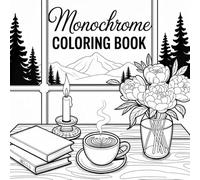 Monochrome Coloring Book: Relaxing Designs of Nature Landscapes, Cozy Corners, Mountains, Coffee, Flowers and More