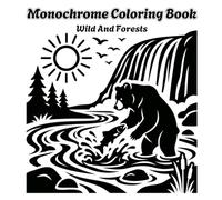 Monochrome Coloring Book | Wild , Forests & Landscapes | One Pen Coloring Book: One Color For Stress Relief