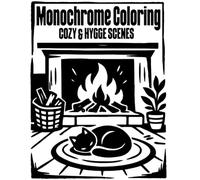 Monochrome Coloring - Cozy & Hygge Scenes: Bold High-Contrast Black and White Indoor Coloring Designs for Relaxation, Stress Relief and Mindfulness - Cozy Hygge Home Scenes for Adults