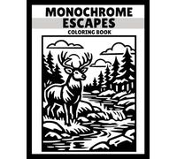 Monochrome Escapes Coloring Book for Adults: Cozy Mindful Designs Featuring Animals and Outdoor Nature Scenes for Relaxation and Stress Relief - Create Beautiful Art Using Just One Color for All Ages