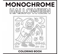 Monochrome Halloween Coloring Book for Adults: Black and White Spooky Patterns for Mindful One Pen Coloring