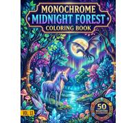 Monochrome Midnight Forest Coloring Book Vol.13: A Relaxing Collection of Cozy Nighttime Forest Scenes - High-Contrast Black & White Illustrations for Stress Relief & Adult Creativity