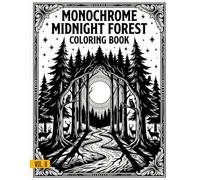Monochrome Midnight Forest Coloring Book Vol.8: A Relaxing Collection of Cozy Nighttime Forest Scenes - High-Contrast Black & White Illustrations for Stress Relief & Adult Creativity