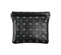 Monochrome Pattern Black Art PU Leather Small Coin Purse Unique Makeup Period Bag per uomini donne Viaggio, motivo monocromatico arte nera, 1 formato, moda, Arte nera con motivo monocromatico, 1 size,