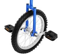 Monociclo Balance Training, 16 pollici, regolabile in altezza | Monociclo da 16 pollici, blu, in acciaio al manganese, in alluminio, con impugnature per sella, fitness
