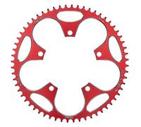 Monocorona MTB Corona for Bici da Strada 130BCD Rotonda 38T 40T 42T 44T 46 48 50 52 54 56T 58T Ruota dentata Stretta Larga for Bicicletta(60T Red And Screw)